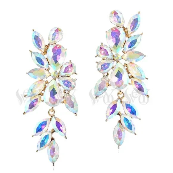 AB Crystal Chandelier Earrings for Bridal, Prom, Pageant, Holiday - Picture 4 of 9